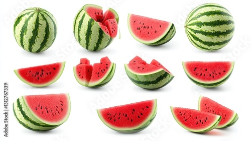 Watermelon slices isolated on white background photo