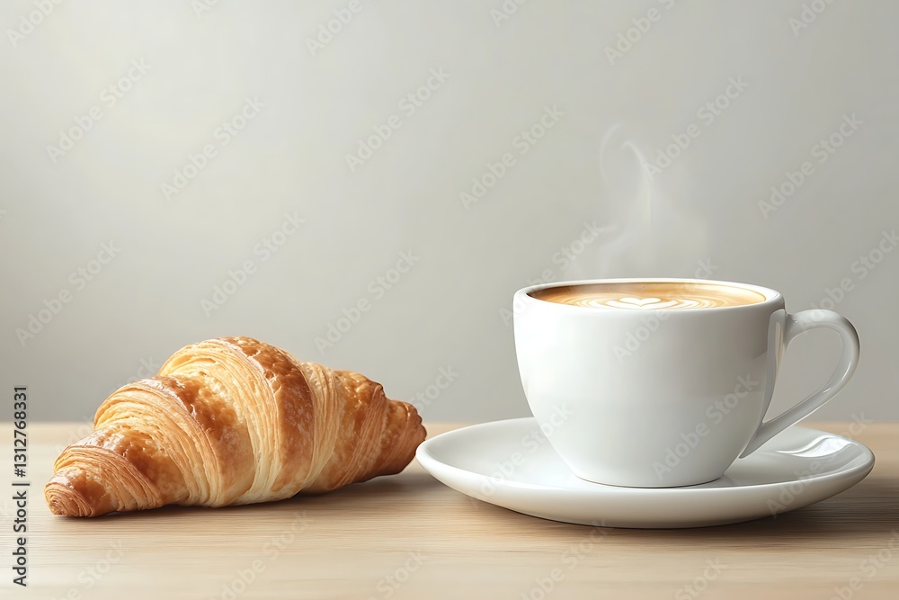 Breakfast Croissant and Latte Breakfast Croissant and Latte
