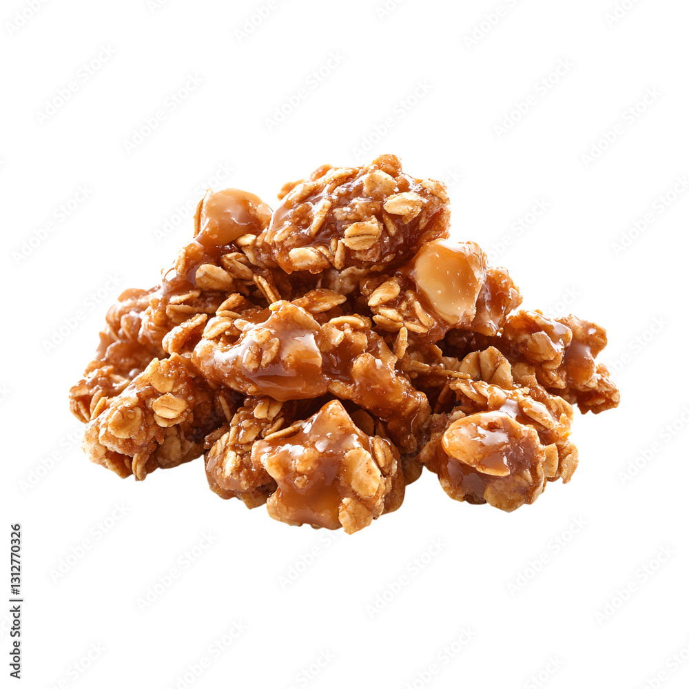 Granola Caramel Clusters Isola Isolated on Transparent Background Granola Caramel Clusters Isola Isolated on Transparent Background