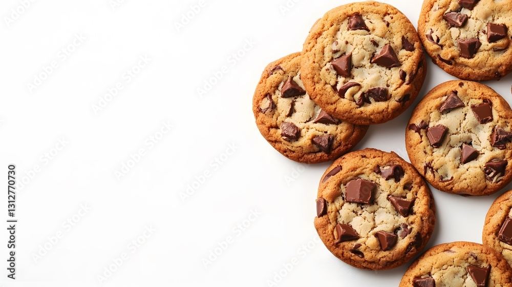 Delicious Chocolate Chip Cookies on White Background Delicious Chocolate Chip Cookies on White Background