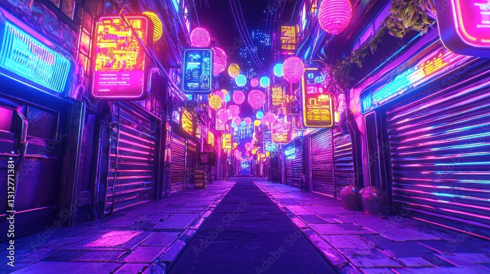 custom made wallpaper toronto digitalNeon Dreamscape: Cyberpunk Alleyway at Night