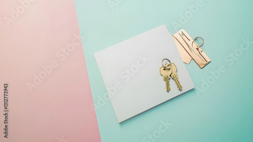 Keys on Pastel Background New Home, Real Estate, and Ownership Concept