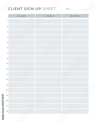 Sign up Sheet with event and date Portrait Letter size