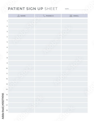 Sign up Sheet with event and date Portrait Letter size