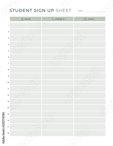 Sign up Sheet with event and date Portrait Letter size