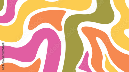 Wavy bold curved lines and squiggles ornament. brush strokes vector seamless pattern. colorful wallpaper.	
