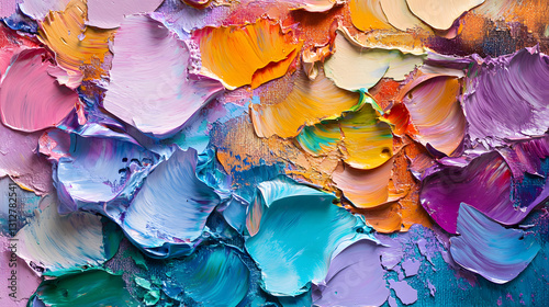 Abstract Colorful Oil Painting Texture - Vibrant Impasto Brushstrokes
