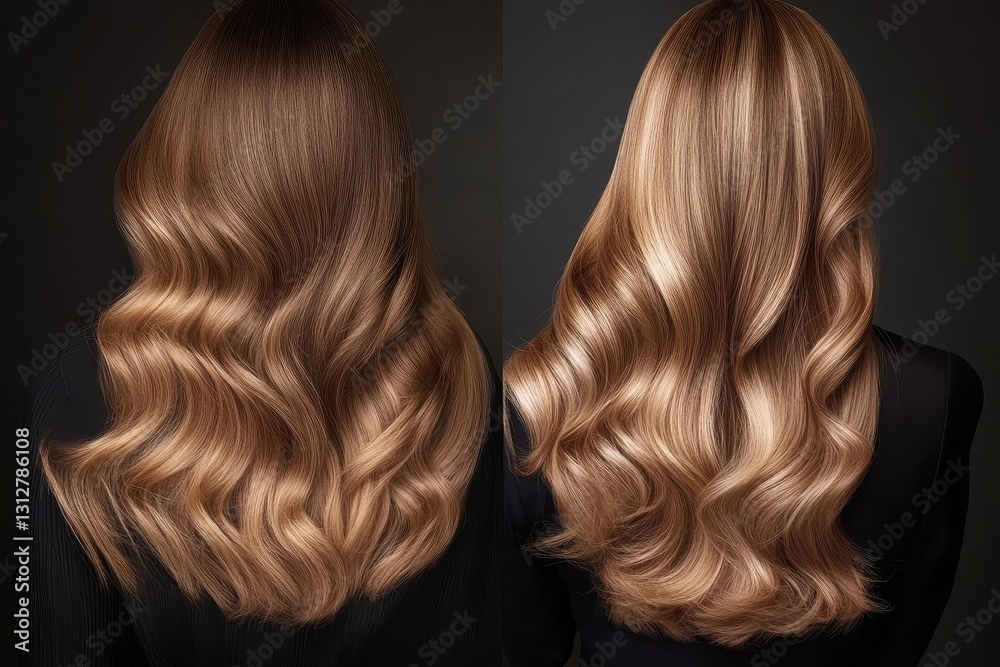 Fototapeta premium Elegance defined by a woman's balayage hairstyle.