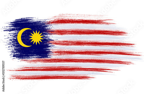 malaysian flag with paint strokes