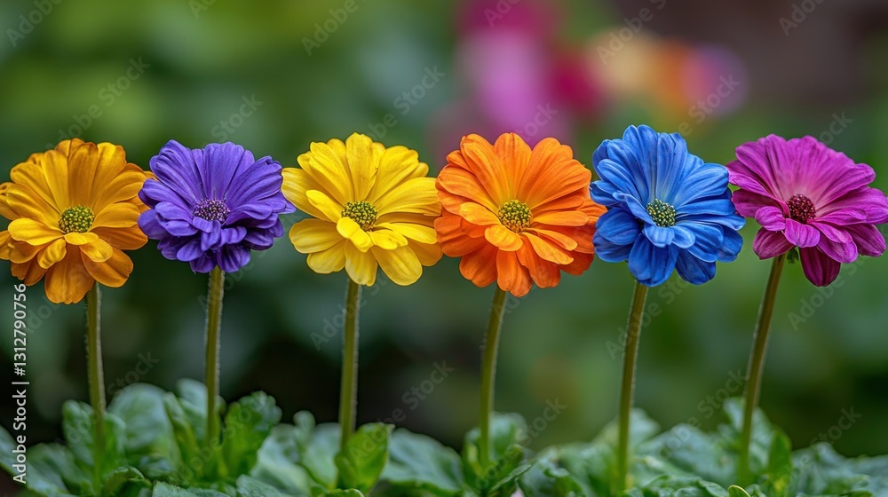 Fototapeta premium Rainbow Osteospermum flowers bloom in garden
