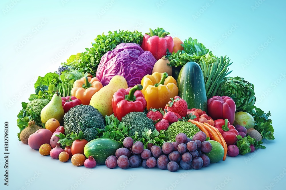 Vibrant and Healthy Fruits and Vegetables: A Colorful Still Life of Fresh Produce Vibrant and Healthy Fruits and Vegetables: A Colorful Still Life of Fresh Produce