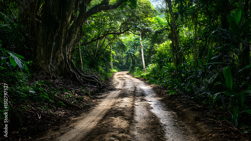 Lush Jungle Road Untamed Path Through Verdant Rainforest