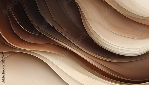 Beautiful abstract swirls of soft earthy colors created by flowing curves in a modern art design