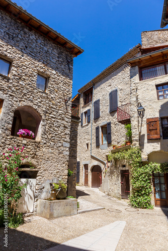 Fototapeta Naklejka Na Ścianę i Meble -  Châtillon en Diois, in the Drôme department, southeastern France. Medieval streets and houses in the center of the village. Châtillon is one of Most Beautiful Villages of France.