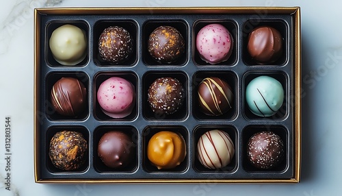 Colorful Chocolate Truffles in Elegant Gift Box