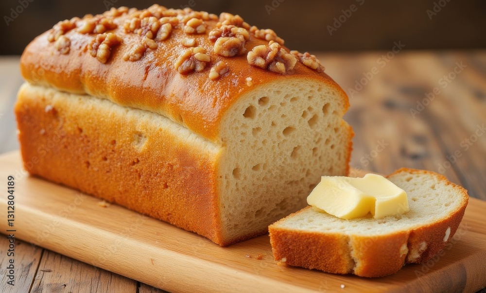 Freshly baked bread with walnuts Freshly baked bread with walnuts