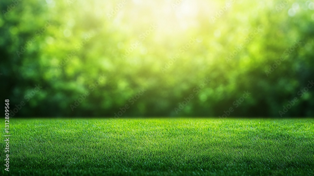 Naklejka premium A vibrant green field against a blurred natural green background
