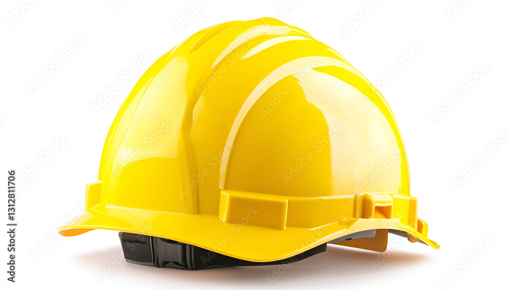 Fototapeta premium One yellow protective helmet isolated on white