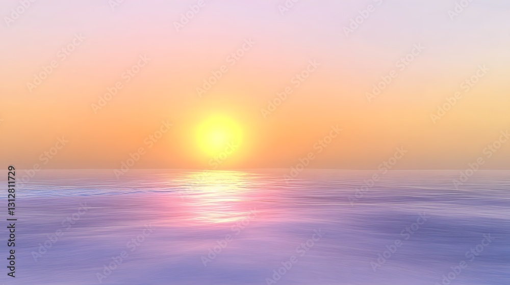 Serene Pastel Sunset Over Calm Ocean Water Serene Pastel Sunset Over Calm Ocean Water