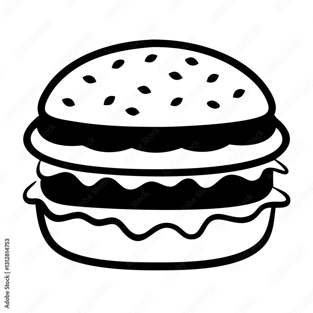 Hamburger with sesame bun icon Hamburger with sesame bun icon