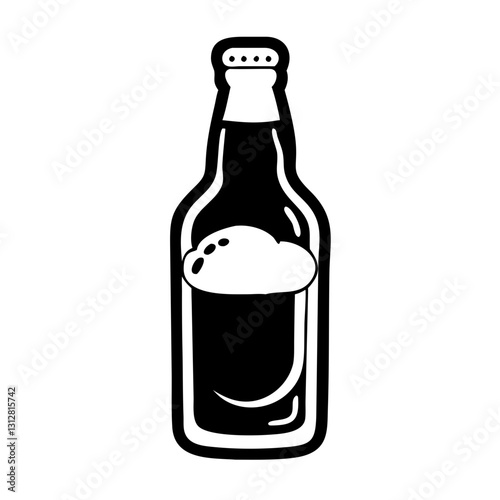 Beer bottle icon with foam