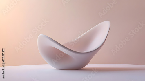 Abstract Modern Sculpture Elegant Pink Organic Form on Neutral Background