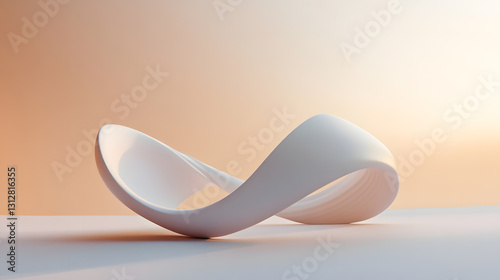 Abstract White Sculpture in Minimalist Setting Modern Architectural Design Element