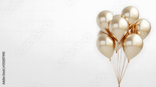 Elegant Gold Balloons on White Background - Festive Celebration Concept