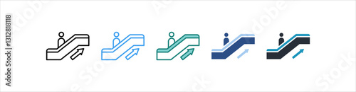Escalator Up Icon Set Multiple Style Collection