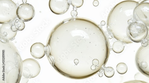 A collection of white soap bubbles isolated on a white background, showcasing their delicate and ethereal nature. photo