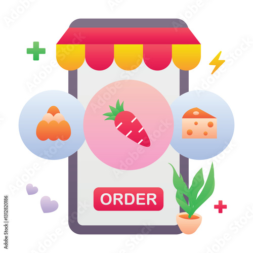 Gradient color illustration for Online food order app