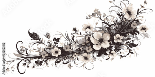 Elegant floral vector icons set in monochrome with flat and linear style.