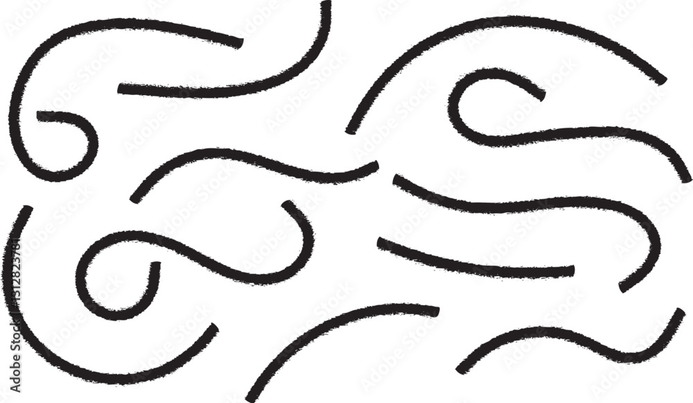Swirl Brush Strokes Vector Texture – Decorative Grunge Ink Curvy Lines for Artistic and Modern Design Elements black and white Swirl Brush Strokes Vector Texture – Decorative Grunge Ink Curvy Lines for Artistic and Modern Design Elements black and white