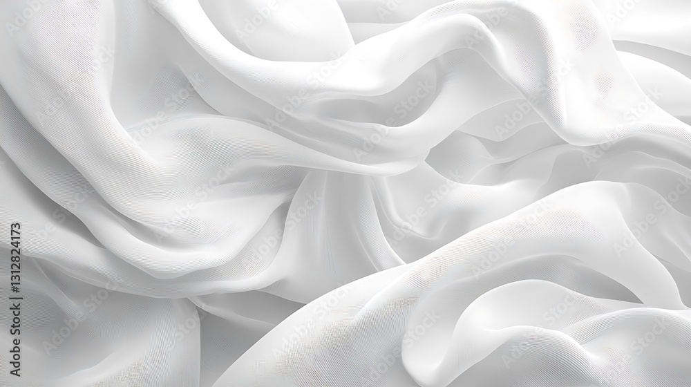 Fototapeta premium Luxurious White Draped Fabric Texture Background