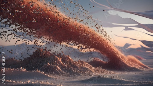 massive golden sand wave rising in a surreal desert landscape capturing motion and dynamic energy