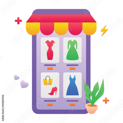 Gradient color illustration for Clothes shopping app