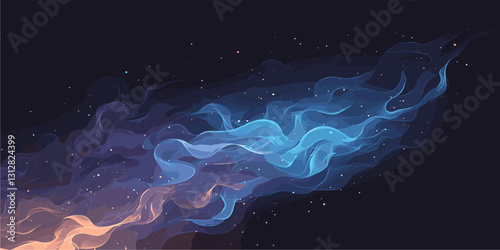 Flat abstract wave icons set - ethereal waves in cosmic hues vector art.