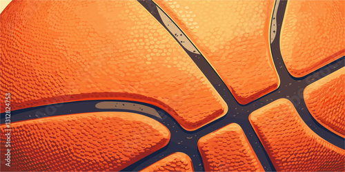 Flat style vector icons set: basketball texture close-up design.