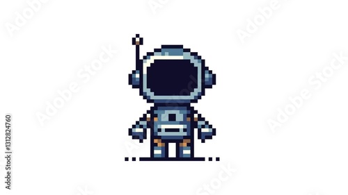 Animation of pixel art cartoon robot. Retro cute robot pixel art 8 bit video game