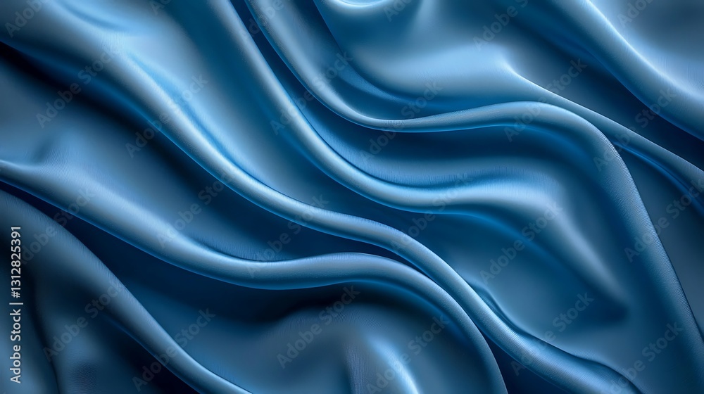Fototapeta premium Luxury Blue Silk Fabric Texture Background Elegant Drape Design