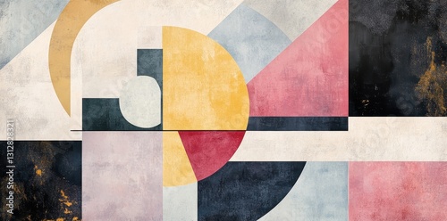 Colorful abstract geometric shapes created with various forms and textures