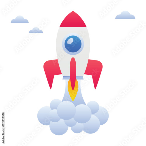 Gradient color vector illustration for Launch rocket