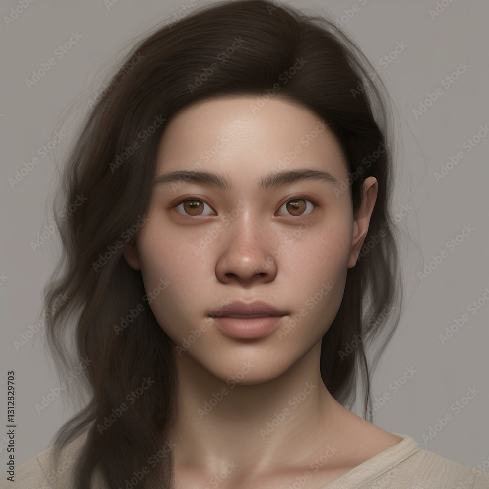 A highly detailed, hyper-realistic close-up portrait of an AI-generated human face. This digital artwork features lifelike skin textures, expressive eyes, and natural lighting. A highly detailed, hyper-realistic close-up portrait of an AI-generated human face. This digital artwork features lifelike skin textures, expressive eyes, and natural lighting.