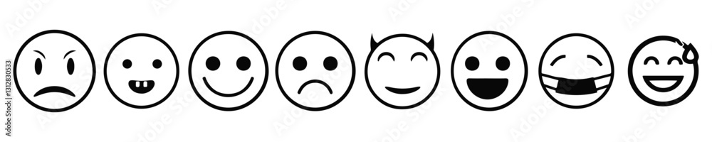 Emoji face icon in high-quality hand drawn style. Emoticons vector illustration on isolated background. Happy and sad face business emojis concept. Emoji face icon in high-quality hand drawn style. Emoticons vector illustration on isolated background. Happy and sad face business emojis concept.