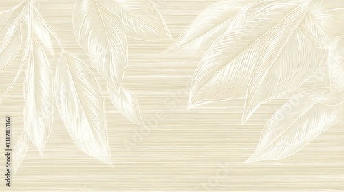 Elegant beige background with delicate, translucent leaves.  Soft, natural design