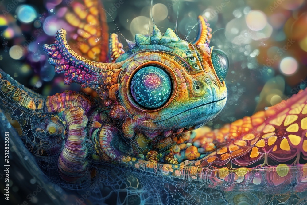 Obraz premium A colorful and imaginative creature with interesting and bright eyes