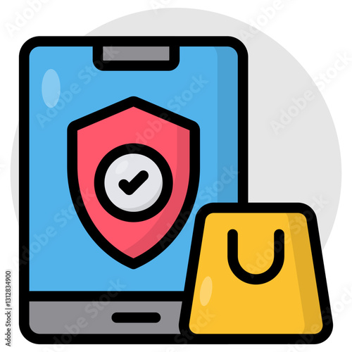 Modern design icon of secure mobile shopping