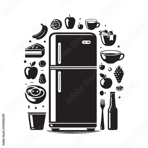 Fridge Silhouette Vector Illustration