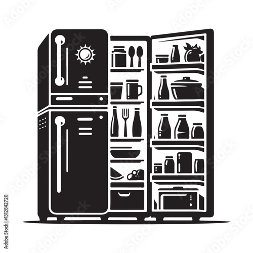 Fridge Silhouette Vector Illustration
