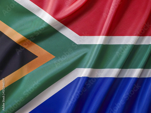 waving national flag of south africa